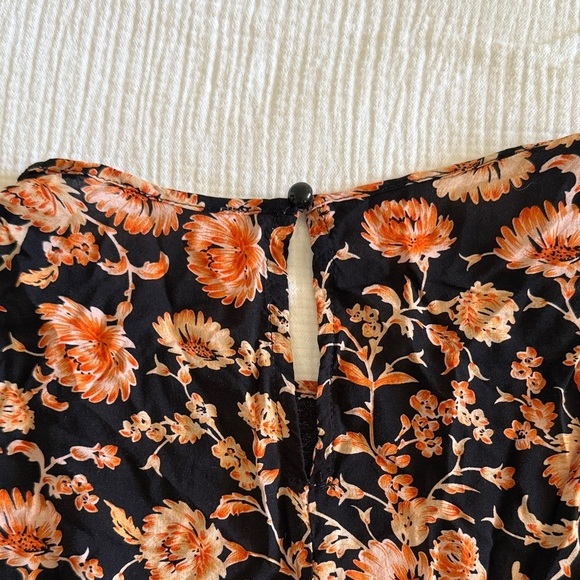 Christian Siriano Floral Blouse in Black and Orange / XS - Picture 7 of 12